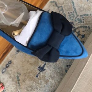 Ann Taylor Blue Flats with Black Bow